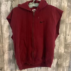 Vintage Nike maroon zip up hoodie vest M